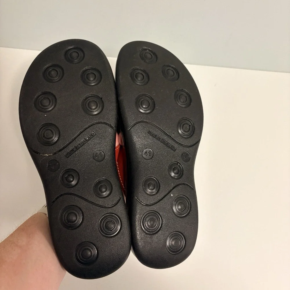 Aerosoft Original Comfort Red Black Thong Wedge Sandals Womens Size 41‎ US 10